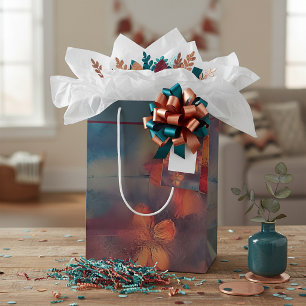 Gedempte roze bloemen middelgrote cadeautas