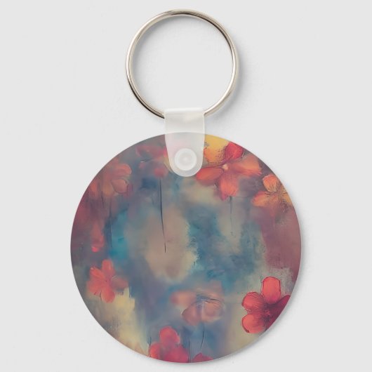 Gedempte roze bloemen sleutelhanger (Voorkant)
