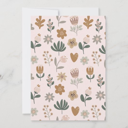 Gedempte roze bloemenfee eerste verjaardag kaart (Achterkant)