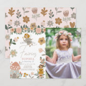 Gedempte roze bloemenfee meisje verjaardag foto kaart (Voorkant / Achterkant)