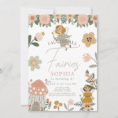 Gedempte roze bloemenfee meisje verjaardag kaart (Voorkant)