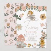 Gedempte roze bloemenfee meisje verjaardag kaart (Voorkant / Achterkant)