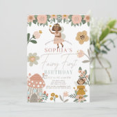 Gedempte roze bloemige donkere huid fee eerste ver kaart (Staand voorkant)