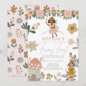 Gedempte roze bloemige donkere huid fee eerste ver kaart (Voorkant / Achterkant)