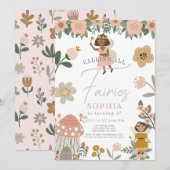 Gedempte roze bloemige donkere huid fee meisje ver kaart (Voorkant / Achterkant)