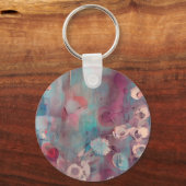 Gedempte roze en blauwe abstracte bloemen sleutelhanger (Voorkant)