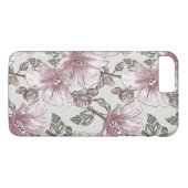 Gedempte roze hibiscus bloemenpatroon Case-Mate iPhone case (Achterkant (Horizontaal))