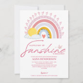 Gedempte Roze Ray van Sunshine Rainbow Baby shower Kaart (Voorkant)