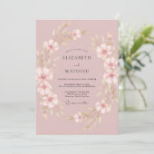 Gedempte Roze Romantische Lente Bruiloft Kaart (Staand voorkant)