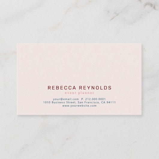 Gedempte roze tropische bladeren Modern Visitekaartje (Achterkant)