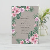 Gedempte Roze Tropische Eucalyptus Bruiloft Kaart (Staand voorkant)