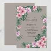 Gedempte Roze Tropische Eucalyptus Bruiloft Kaart (Voorkant / Achterkant)