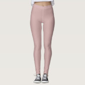 gedempte roze vaste stof leggings (Voorkant)