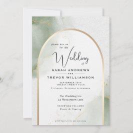 Gedempte Sage Abstracte Bruiloft Kaart