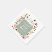 Gedempte Sage Groene Boho Wildflower Baby Meisje D Servet (Hoek)