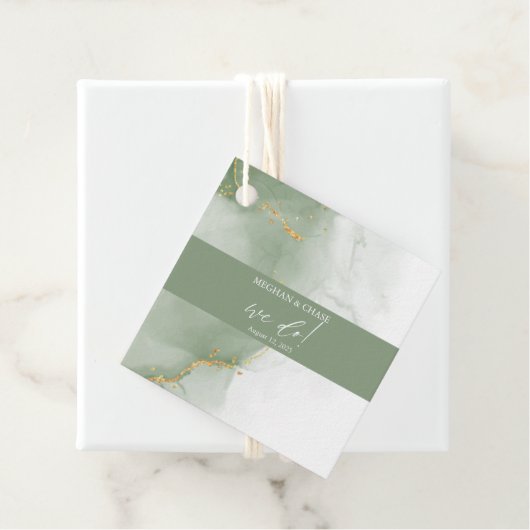 Gedempte salie Abstract Bedankjes Labels (In situ)