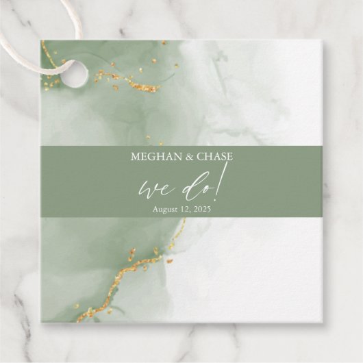 Gedempte salie Abstract Bedankjes Labels (Voorkant)