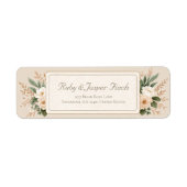 Gedempte Salie Botanisch Gouden Frame Retouradres Etiket (Voorkant)
