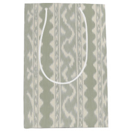 Gedempte Salie en Crème Ikat Streep Medium Cadeauzakje