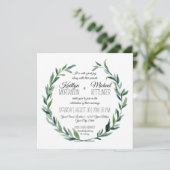 Gedempte salie laurier krans olijfblad tak modern kaart (Staand voorkant)