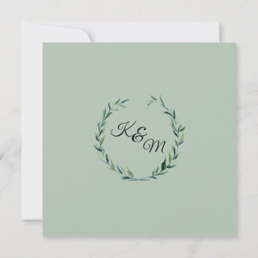 Gedempte salie laurier krans olijfblad tak modern kaart (Achterkant)