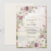 Gedempte Stof Mauve Blad Bruiloft Kaart (Voorkant / Achterkant)
