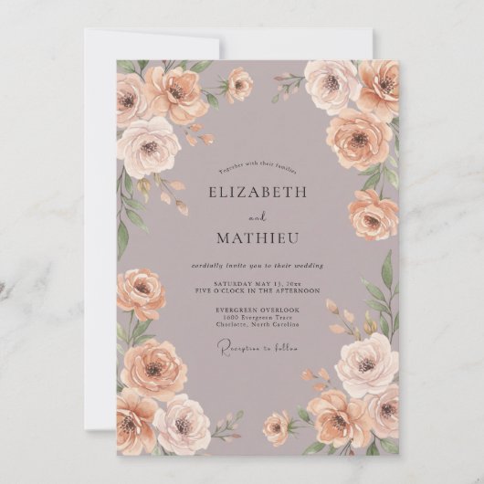 Gedempte Taupe Boeket Eucalyptus Bruiloft Kaart (Voorkant)
