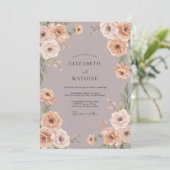 Gedempte Taupe Boeket Eucalyptus Bruiloft Kaart (Staand voorkant)