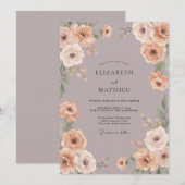 Gedempte Taupe Boeket Eucalyptus Bruiloft Kaart (Voorkant / Achterkant)