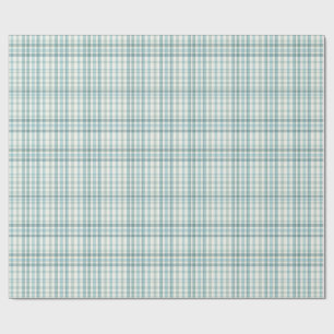 Gedempte Teal Micro-Ruitpatroon Cadeaupapier