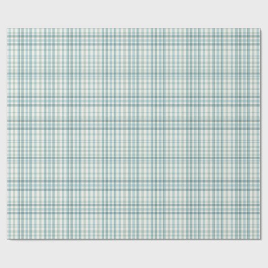 Gedempte Teal Micro-Ruitpatroon Cadeaupapier (Vlak)