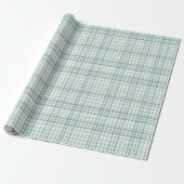 Gedempte Teal Micro-Ruitpatroon Cadeaupapier (Uitgerold)