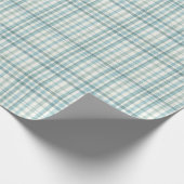 Gedempte Teal Micro-Ruitpatroon Cadeaupapier (Hoek)