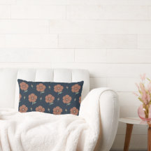 Gedempte Terracotta Bloem Motief Navy Blauwe Lende
