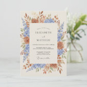 Gedempte Terracotta Wilde Bloemen Bruiloft Kaart (Staand voorkant)