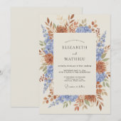 Gedempte Terracotta Wilde Bloemen Bruiloft Kaart (Voorkant / Achterkant)