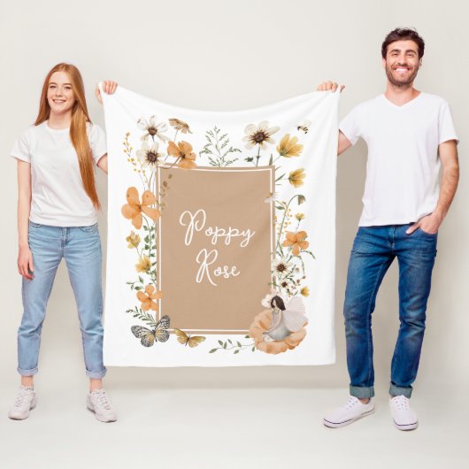 Gedempte Terracotta Wildflower Fairy Baby Meisje Fleece Deken (In situ)