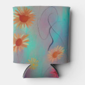 Gedempte tinten abstracte zonnebloemen blikjeskoeler (Voorkant)