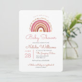 Gedempte Tinten Boho Regenboog Baby Shower Uitnodi Kaart (Staand voorkant)