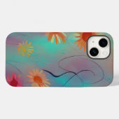 Gedempte tonen abstracte zonnebloemen Case-Mate iPhone case (Achterkant (horizontaal))