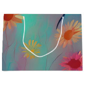 Gedempte tonen abstracte zonnebloemen groot cadeauzakje (Voorkant)