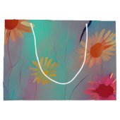 Gedempte tonen abstracte zonnebloemen groot cadeauzakje (Achterkant)