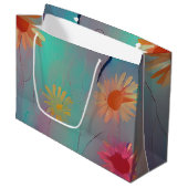 Gedempte tonen abstracte zonnebloemen groot cadeauzakje (Voorkant Gekanteld)