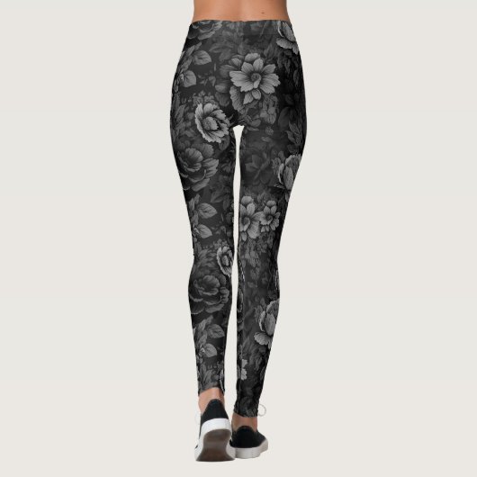 Gedempte tonen van Grijze Bloemen Leggings (Achterkant)