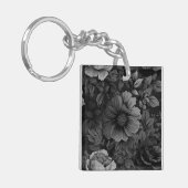 Gedempte tonen van Grijze Bloemen Sleutelhanger (Voorkant Links)