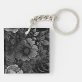 Gedempte tonen van Grijze Bloemen Sleutelhanger (Achterkant)
