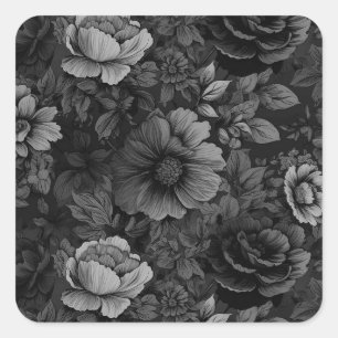 Gedempte tonen van Grijze Bloemen Vierkante Sticker