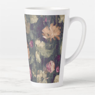 Gedempte tonen vintage bloemmotief  latte mok