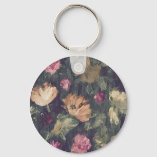 Gedempte tonen vintage bloemmotief sleutelhanger
