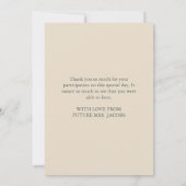 Gedempte tonen vrijgezellenfeest bedankkaart (Achterkant)